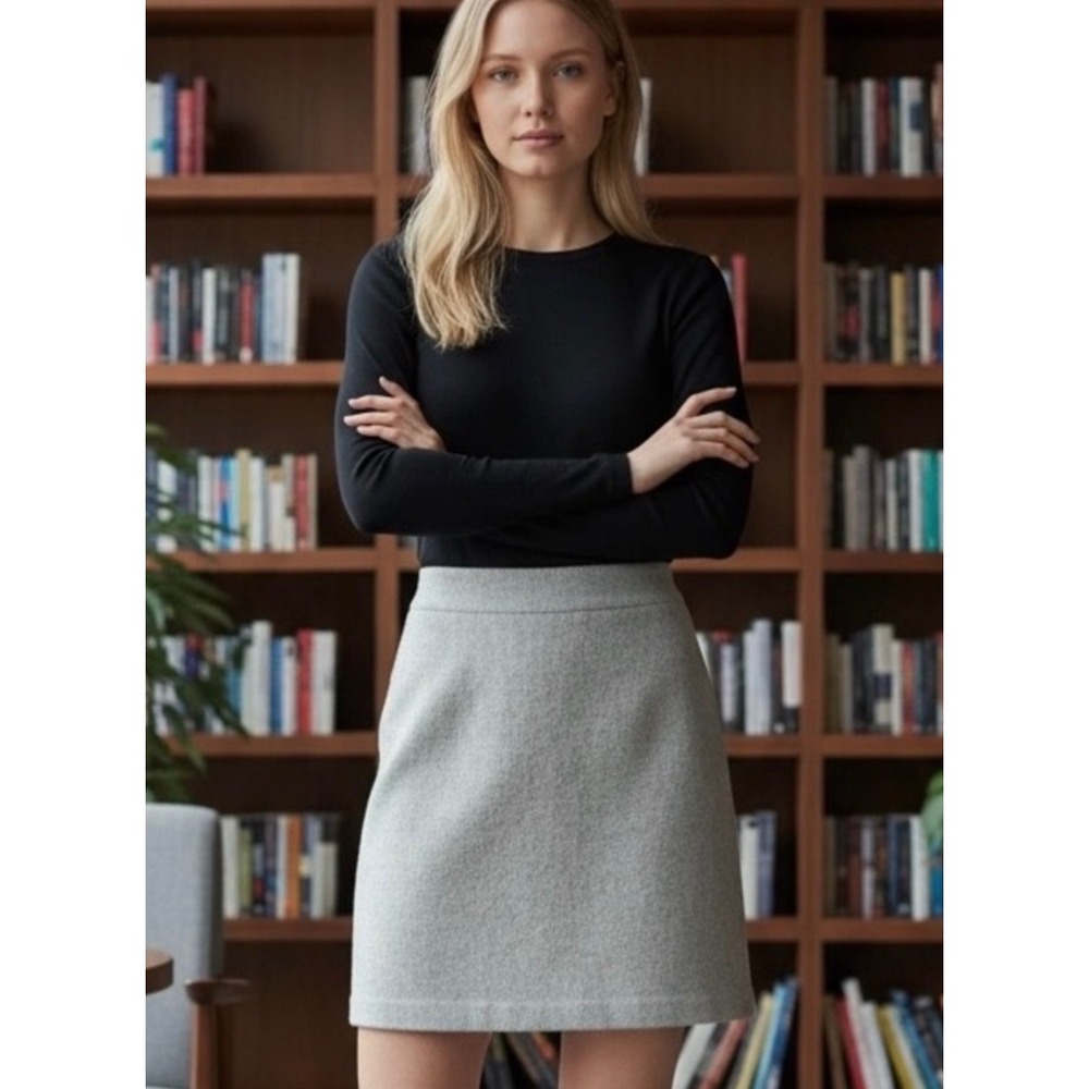 J Crew Mercantile Wool Blend Gray Pencil Skirt 10